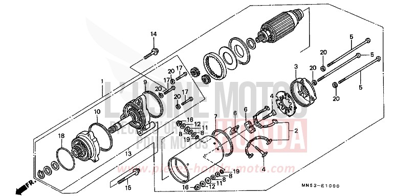 STARTING MOTOR (GL1500J/K) for Gold Wing SUN FLASH GOLD METALLIC (YR126N) from 1989